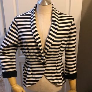 Striped cotton stretch peplum blazer